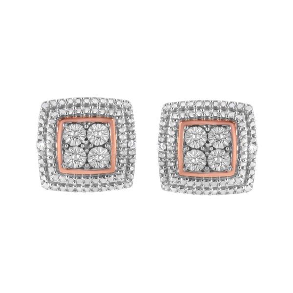 Diamond Accent Earrings - 10K Yellow, White, and Rose Gold Plated 0.02 CTW Natural White Diamonds