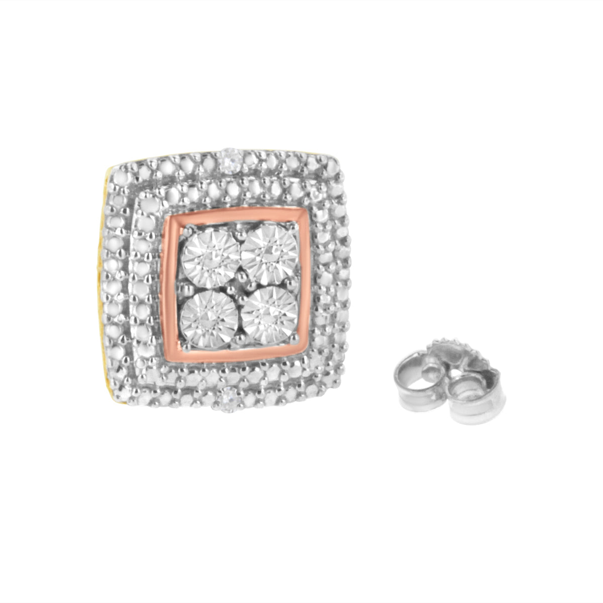 Diamond Accent Earrings - 10K Yellow, White, and Rose Gold Plated 0.02 CTW Natural White Diamonds